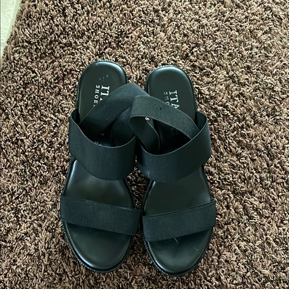 Italian Shoemakers Black Sandals Slip-On Style